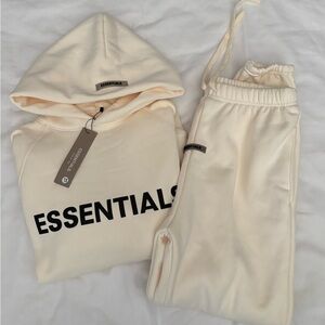 Essentials Cream Hoodie/pants set for boys/youth